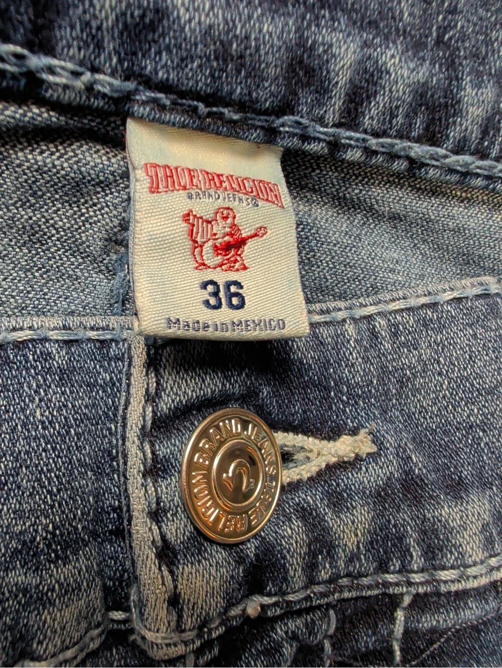 True Religion Section Straight Leg Jeans Light Wash Flap Pocket (36)